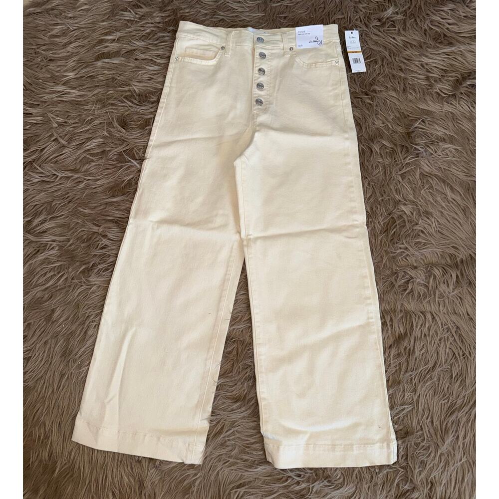 Sam Edelman Codie High Rise Wide Leg Ankle Jeans Cream size 29/8